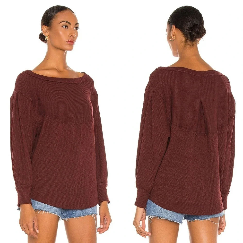 Free People - We The Free - OG Long Sleeve Tee - Cherry Cola